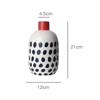 Arreglo floral seco creativo estilo japonés Jarrón de boca pequeña de cerámica azul Adornos decorativos para sala de estar Leitler