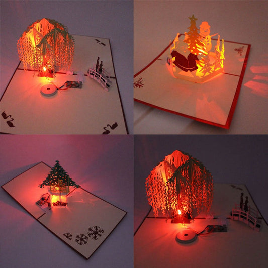 3D light paper cut greeting card