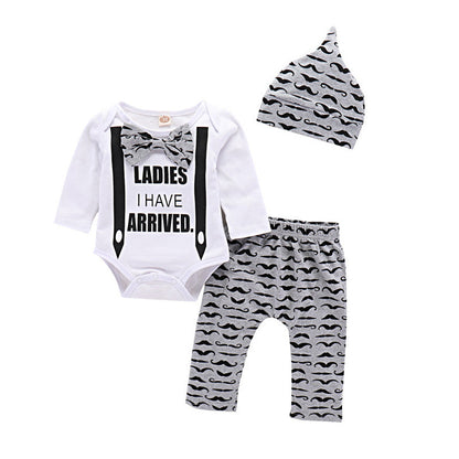Gentleman's Long-sleeved Fake Suspender Blouse With Beard And Full Print Trousers Hat Three-piece Suit