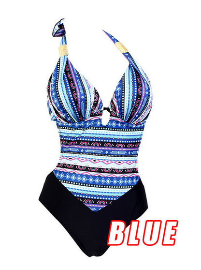 Maillot de bain une pièce floral européen et américain, style célébrité, bikini grande taille pour femmes rondes