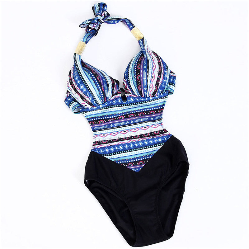 Maillot de bain une pièce floral européen et américain, style célébrité, bikini grande taille pour femmes rondes