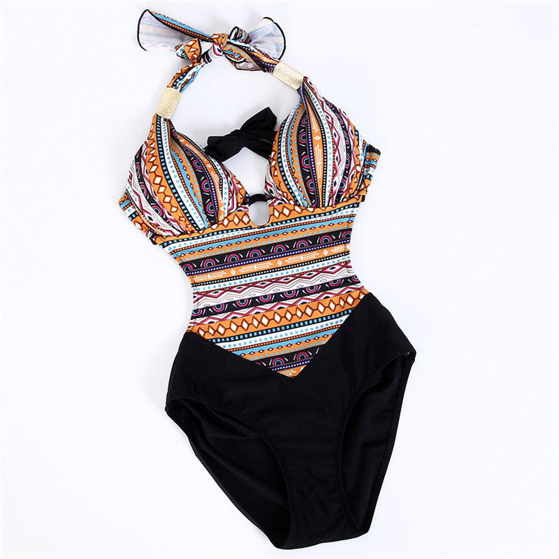 Maillot de bain une pièce floral européen et américain, style célébrité, bikini grande taille pour femmes rondes