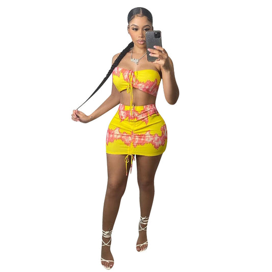 Nuevo Producto Traje Casual sin Mangas con Cordón Estampado