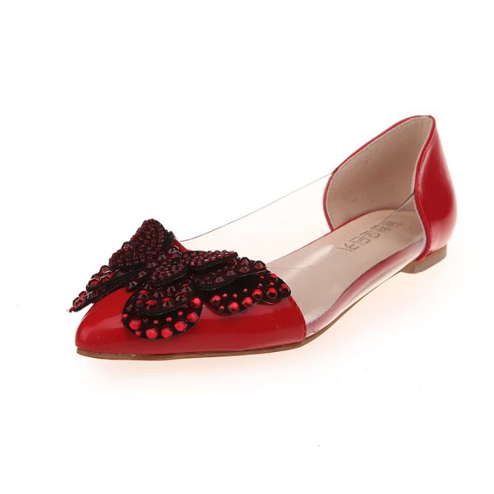 Chaussures plates décontractées femme avec décorations papillon en strass