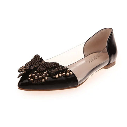 Chaussures plates décontractées femme avec décorations papillon en strass