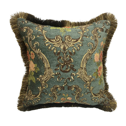 European Style Chenille Positioning Flower Sofa Cushion And Raw Edge Pillowcase