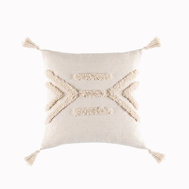 Housse de coussin touffetée de style bohème célèbre Housse de coussin minimaliste moderne Housse de coussin géométrique à pampilles