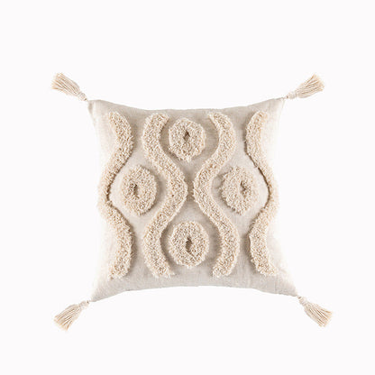 Housse de coussin touffetée de style bohème célèbre Housse de coussin minimaliste moderne Housse de coussin géométrique à pampilles