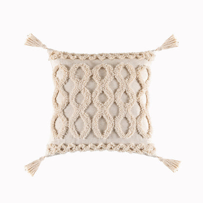 Housse de coussin touffetée de style bohème célèbre Housse de coussin minimaliste moderne Housse de coussin géométrique à pampilles