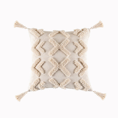 Housse de coussin touffetée de style bohème célèbre Housse de coussin minimaliste moderne Housse de coussin géométrique à pampilles