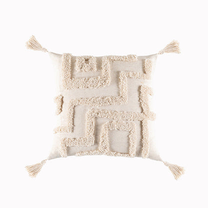Housse de coussin touffetée de style bohème célèbre Housse de coussin minimaliste moderne Housse de coussin géométrique à pampilles