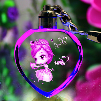 Llavero de cristal K9 con LED intermitente, marco de fotos familiar tallado personalizado, regalos de recuerdo, joyería, llavero de cristal