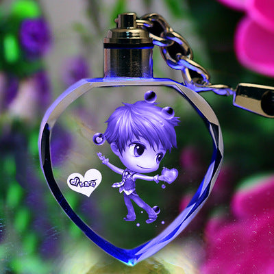 Llavero de cristal K9 con LED intermitente, marco de fotos familiar tallado personalizado, regalos de recuerdo, joyería, llavero de cristal