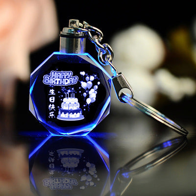 Llavero de cristal K9 con LED intermitente, marco de fotos familiar tallado personalizado, regalos de recuerdo, joyería, llavero de cristal