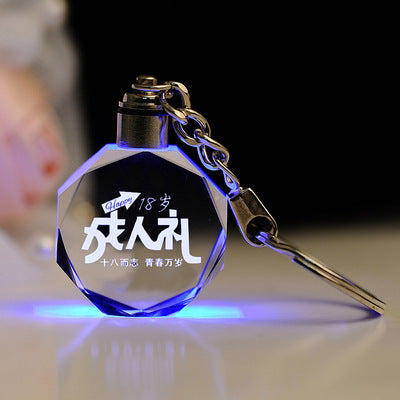Llavero de cristal K9 con LED intermitente, marco de fotos familiar tallado personalizado, regalos de recuerdo, joyería, llavero de cristal