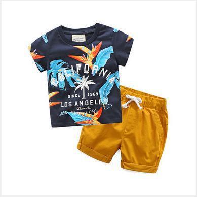 Ensemble deux pièces pour enfants européen et américain, été, t-shirt à manches courtes et short pour garçons