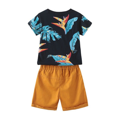 Ensemble deux pièces pour enfants européen et américain, été, t-shirt à manches courtes et short pour garçons