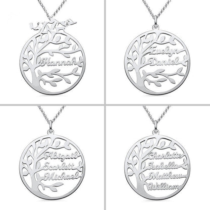 Sterling Silver Necklace Female Name Personalized Tree of Life Pendant Cross-border New Product Accessories