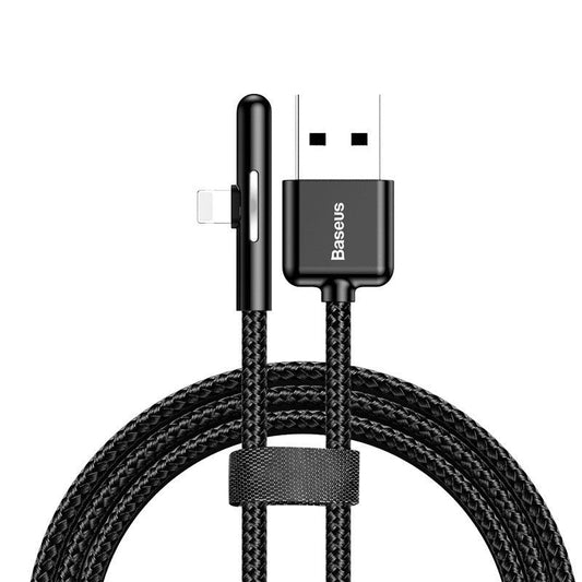 Compatible avec Apple, câble de données Baseus Colorful Streamer 90 avec coude pour jeux mobiles (pour manger du poulet), adapté pour iPhone 8, XS (1 m, 2 m)