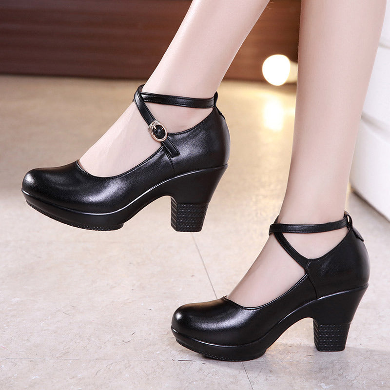 Chaussures de danse d'extérieur à talon épais, chaussures de danse à talon haut, chaussures de danse carrée à talon moyen, chaussures de défilé Cheongsam pour femmes