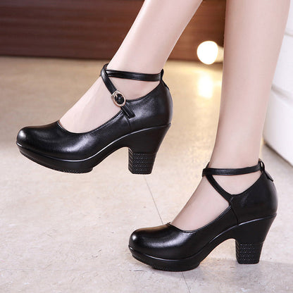 Chaussures de danse d'extérieur à talon épais, chaussures de danse à talon haut, chaussures de danse carrée à talon moyen, chaussures de défilé Cheongsam pour femmes