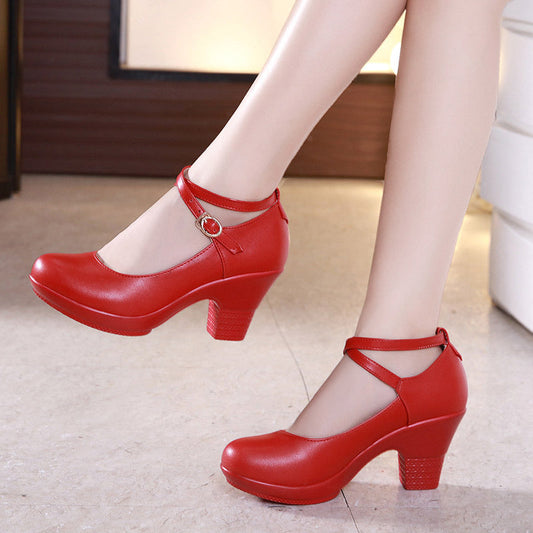 Outdoor Dance Shoes Thick-heeled