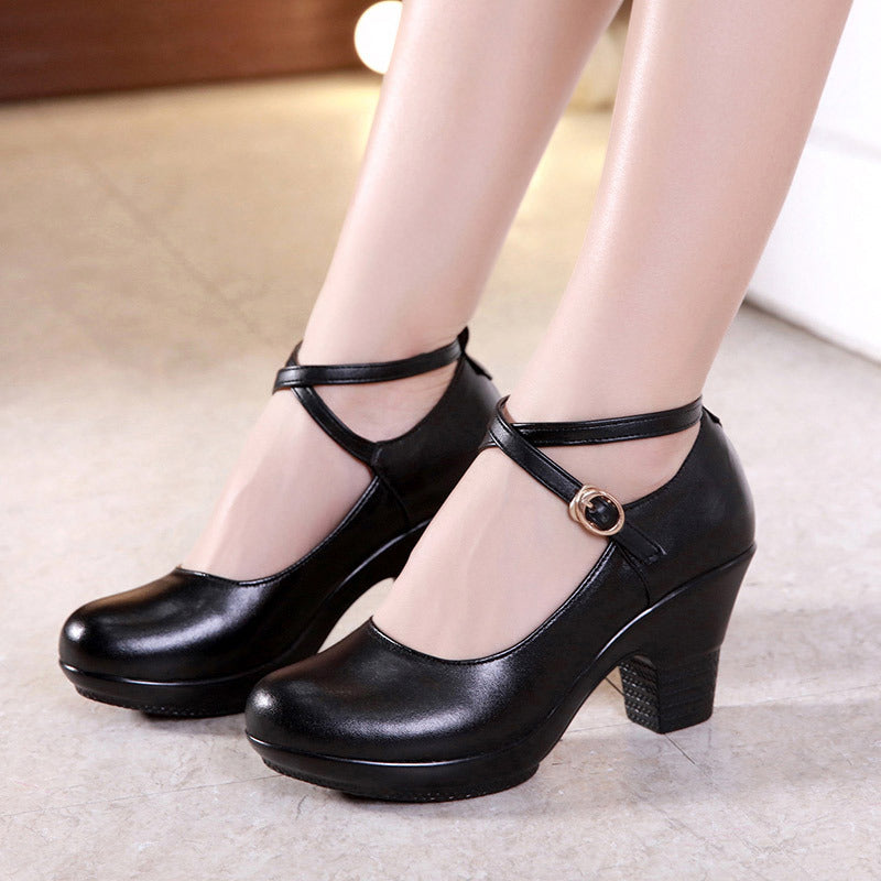 Chaussures de danse d'extérieur à talon épais, chaussures de danse à talon haut, chaussures de danse carrée à talon moyen, chaussures de défilé Cheongsam pour femmes