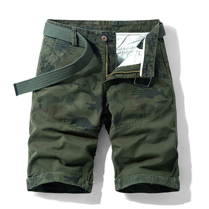Men Red Summer Thin Print Striped Cargo Shorts