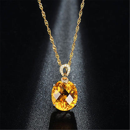 Hot Sale New Product 8 Carat Natural Citrine Pendant, 18K Gold Plated Egg-Shaped Large Bare Stone Pendant, Color Treasure Pendant
