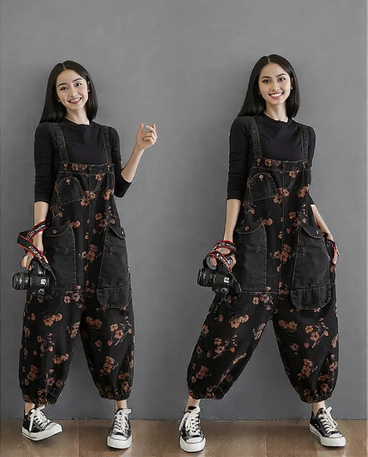 Nouveau pantalon ample grande taille imprimé floral pour femme