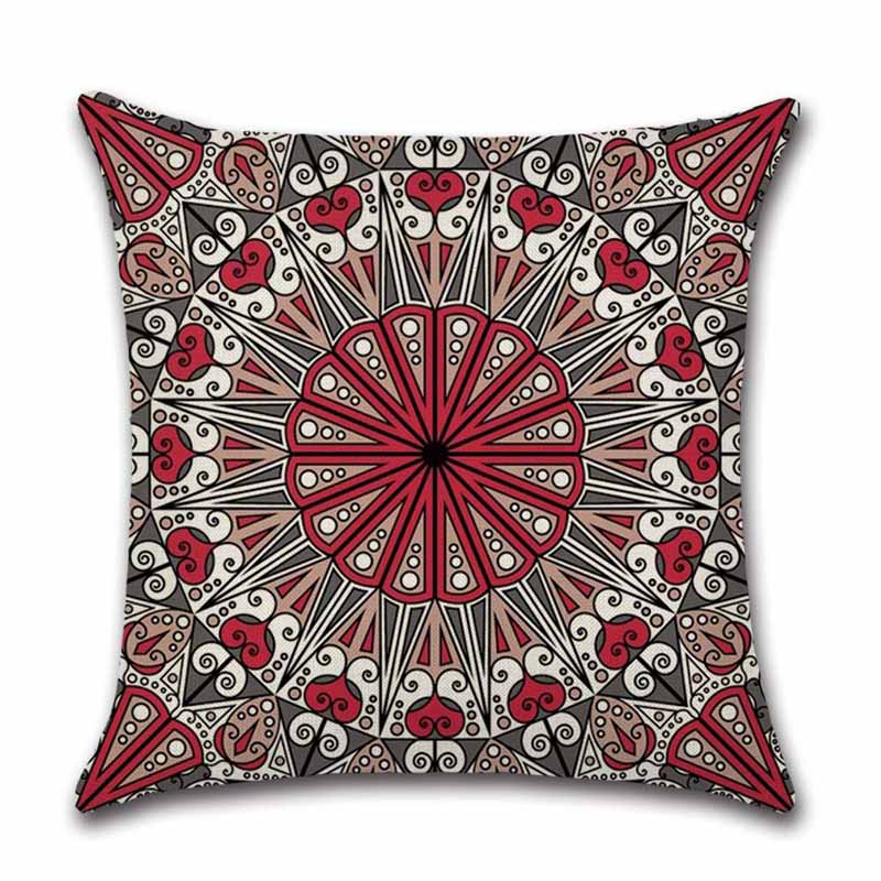 Housses de coussin carrées décoratives en coton et lin motif Datura – Lot de 4 housses de coussin 45 x 45 cm