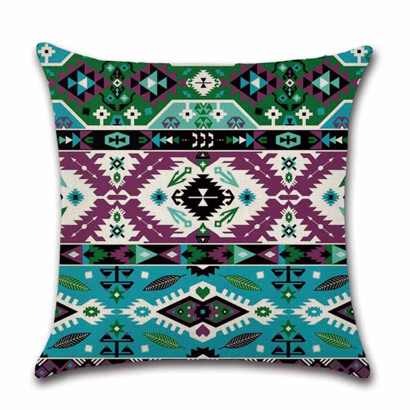 Housses de coussin carrées décoratives en coton et lin motif Datura – Lot de 4 housses de coussin 45 x 45 cm