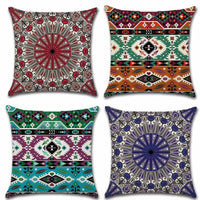 Housses de coussin carrées décoratives en coton et lin motif Datura – Lot de 4 housses de coussin 45 x 45 cm