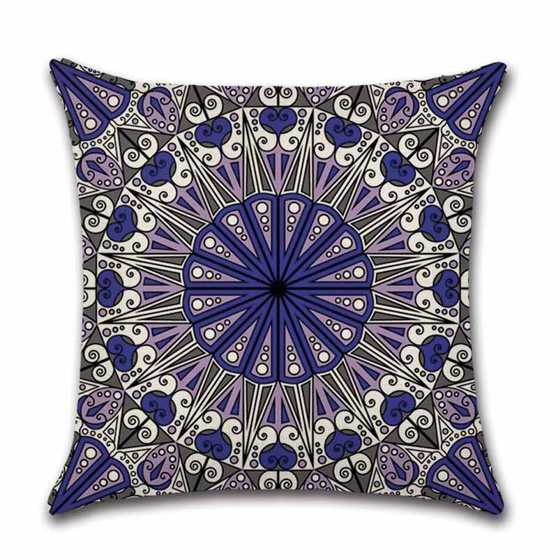 Housses de coussin carrées décoratives en coton et lin motif Datura – Lot de 4 housses de coussin 45 x 45 cm