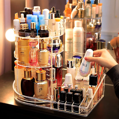 Cosmetic Storage Box Transparent Rotating Desktop Non-Acrylic Dressing Table Lipstick Skin Care Product Storage