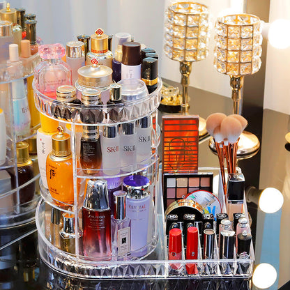 Cosmetic Storage Box Transparent Rotating Desktop Non-Acrylic Dressing Table Lipstick Skin Care Product Storage