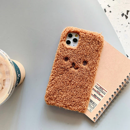 Plush Embroidery Cartoon Bear iPhone Case – Cute Soft TPU Cover | iPhone 7–11