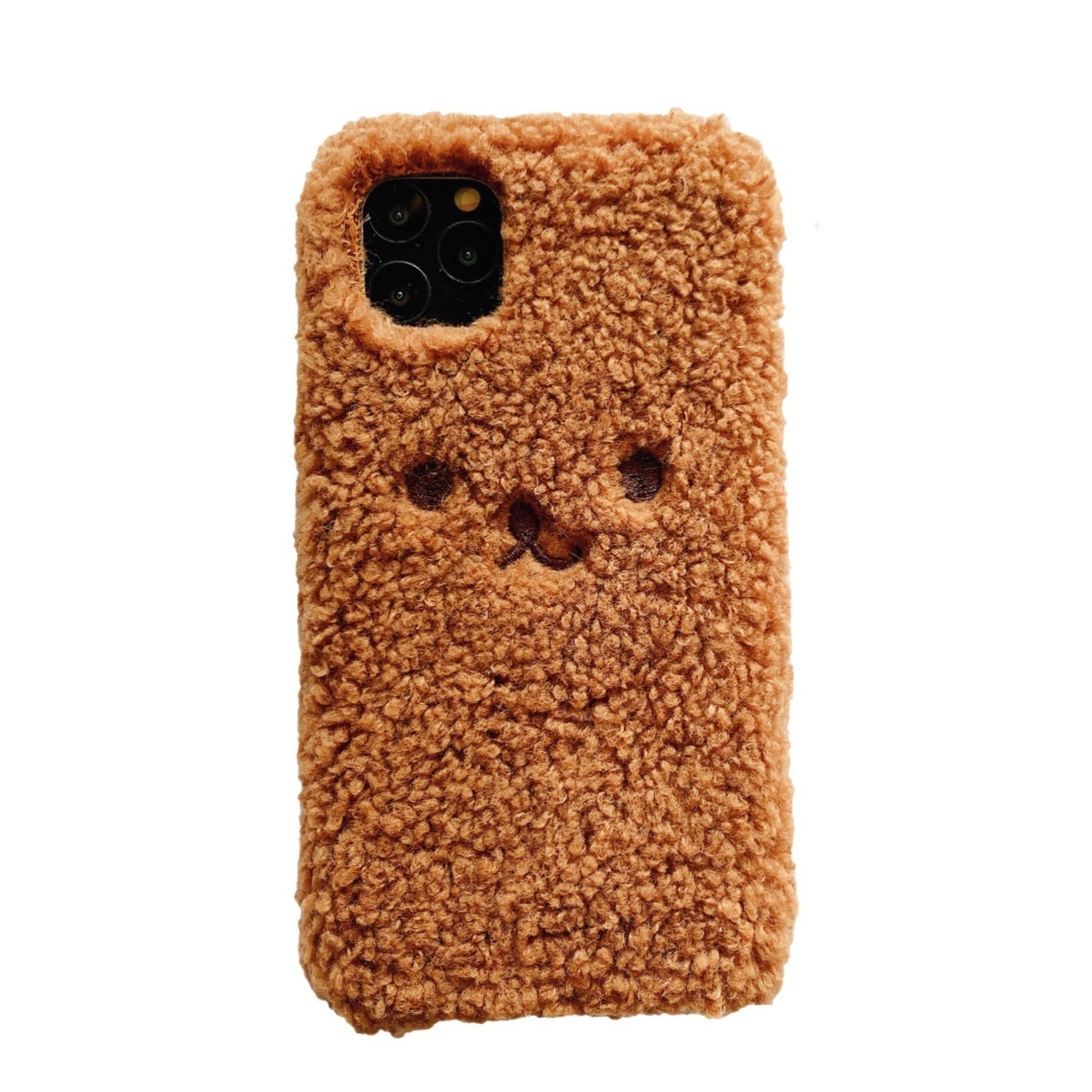 Plush Embroidery Cartoon Bear iPhone Case – Cute Soft TPU Cover | iPhone 7–11