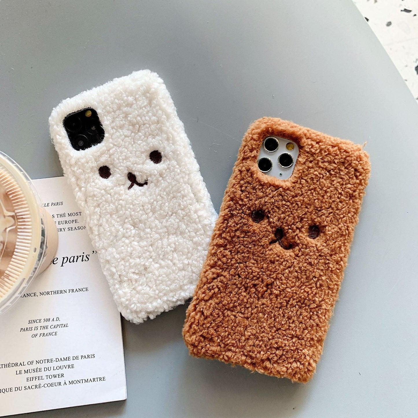 Plush Embroidery Cartoon Bear iPhone Case – Cute Soft TPU Cover | iPhone 7–11