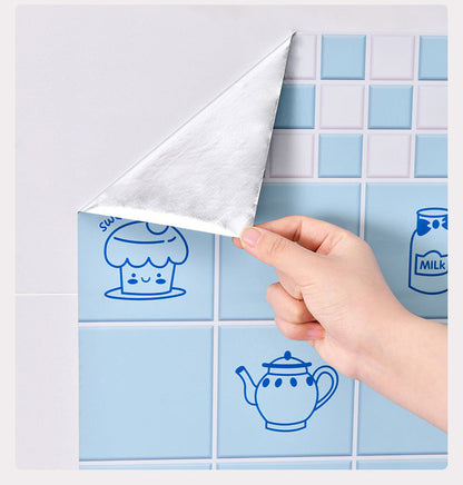 Cartoon Self-adhesive Wallpaper Kitchen High Temperature Resistant, Easy To Scrub, Oil Proof Stickers, Non-fading, Refurbished Decorative Wallpaper Stickers Thick