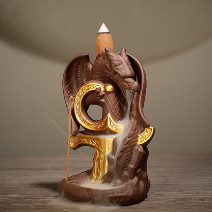 Cross-Border Explosive Style Purple Sand Nordic Wind Pterodactyl Reflow Incense Burner Creative Ornamental Sandalwood Incense Burner Smoke Back Aroma Diffuser