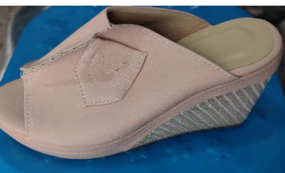 Sandales compensées d'été pour femmes, en jean, à talons hauts et bout ouvert