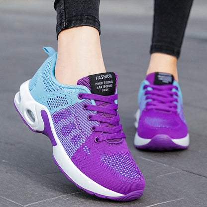 Chaussures décontractées respirantes légères pour femme, à lacets, amortissantes