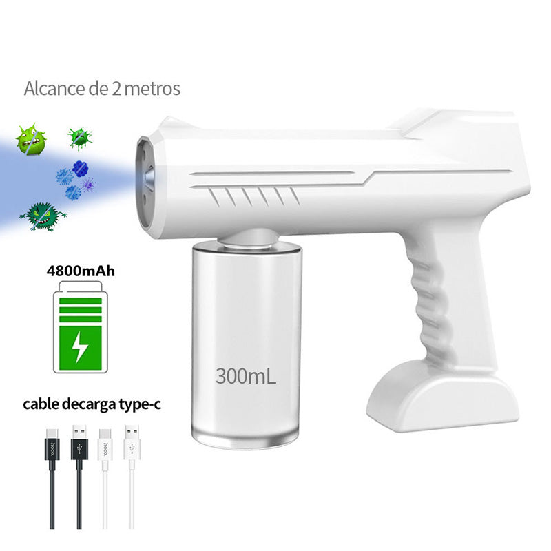 Pistolet pulvérisateur électrique de désinfection anti-épidémique, batterie au lithium, lumière bleue nano, petit pistolet pulvérisateur, atomiseur à chargement sans fil
