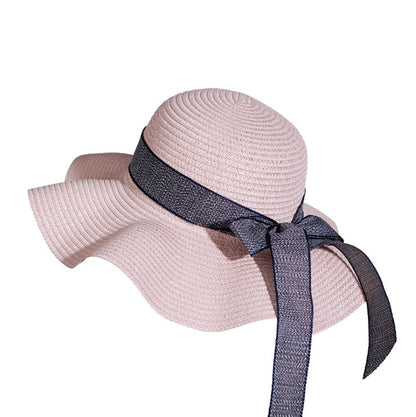 Straw Hat Female Summer Vacation Seaside Sunscreen Bow Korean Sun Hat