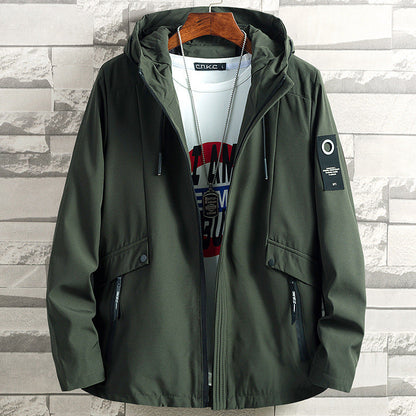 Spring And Autumn Fattening Plus Size Hooded Windbreaker