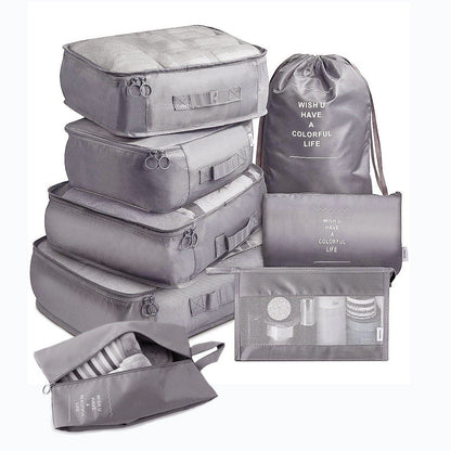Lot de 8 sacs de rangement pour bagages, organisateurs de voyage pour vêtements, sous-vêtements et chaussures, cubes d'emballage