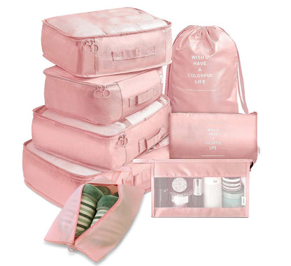 Lot de 8 sacs de rangement pour bagages, organisateurs de voyage pour vêtements, sous-vêtements et chaussures, cubes d'emballage