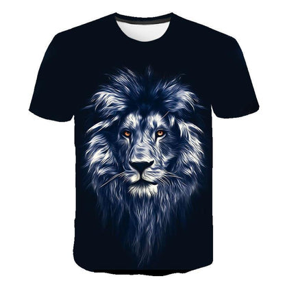 Urban Safari Men's Lion T-Shirt - 3D Printed Animal Graphic Tee, Gold/Black Streetwear, Short Sleeve Crew