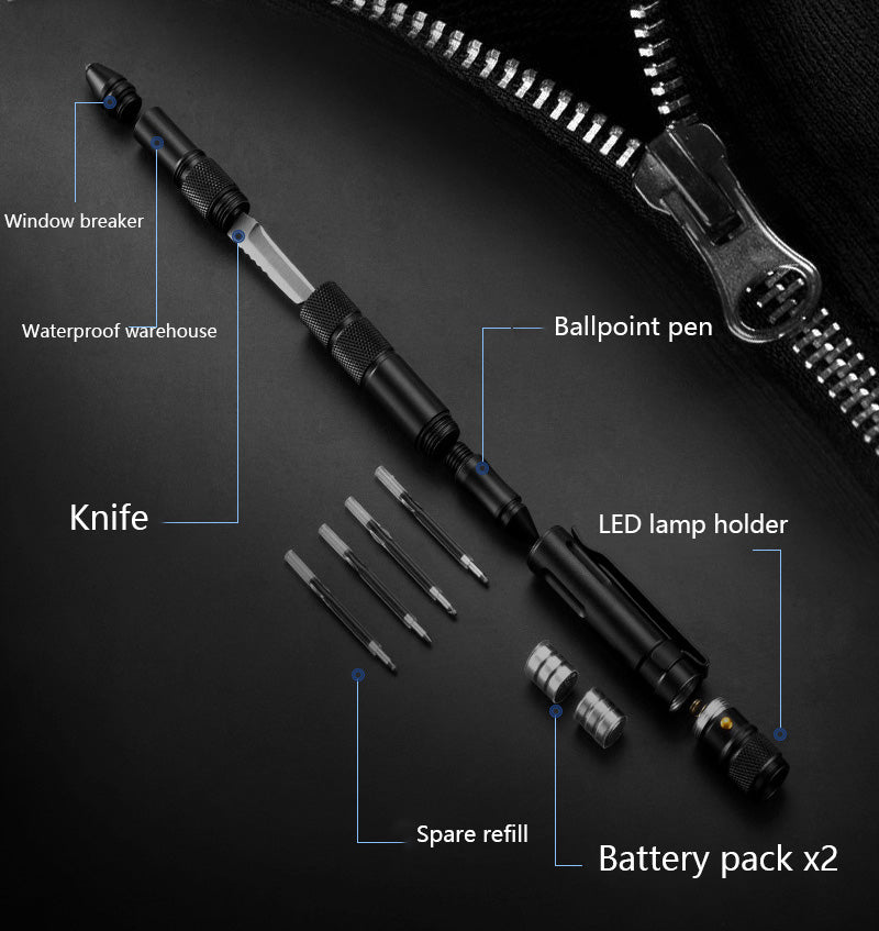 Stylo de défense multifonctionnel, outil d'évasion de voiture brise-vitre, stylo cadeau, dispositif d'autodéfense légal, produit transfrontalier